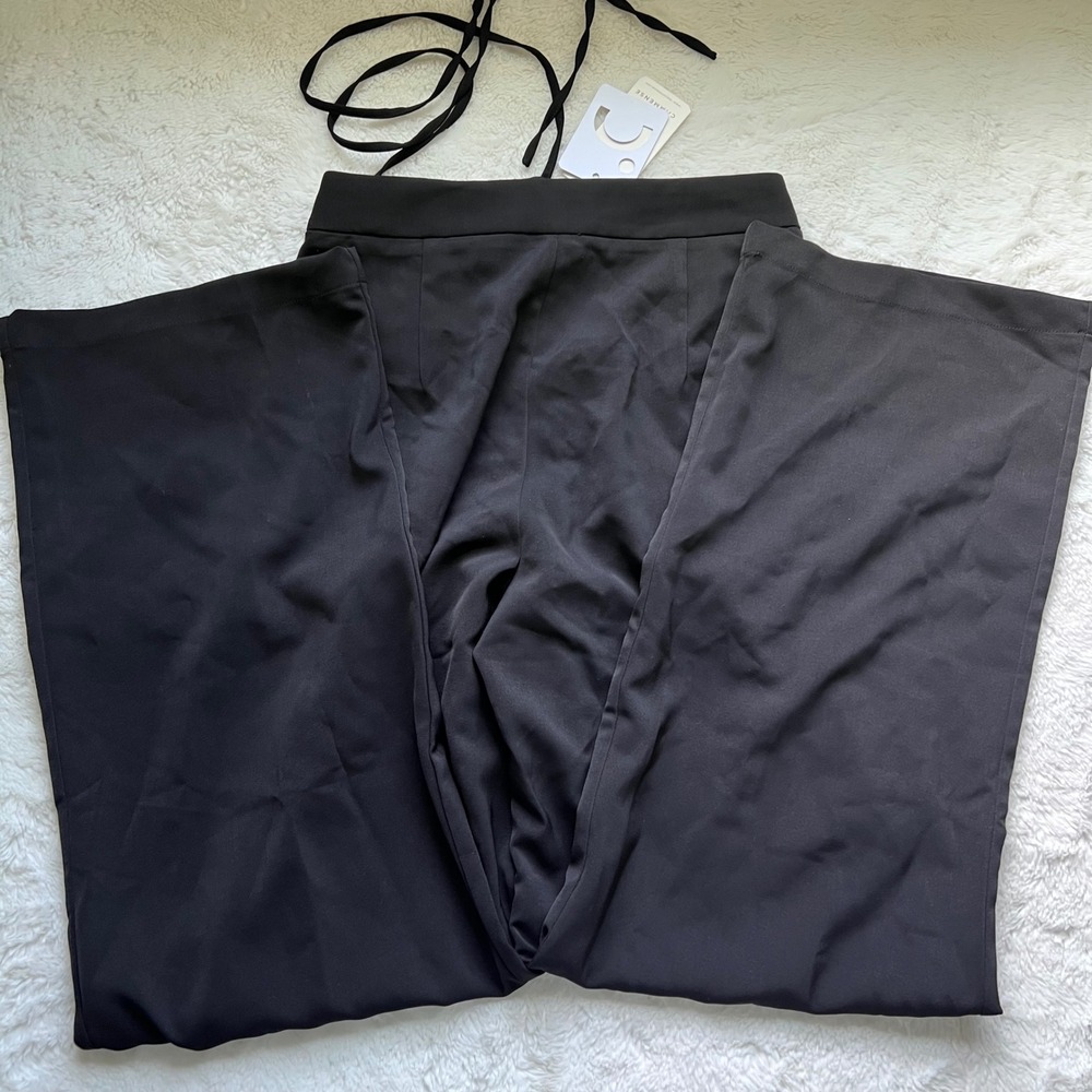 Commense Black Wide Leg Pleated High Rise Trousers Pants OA230526069 Small NWT - Picture 6 of 14